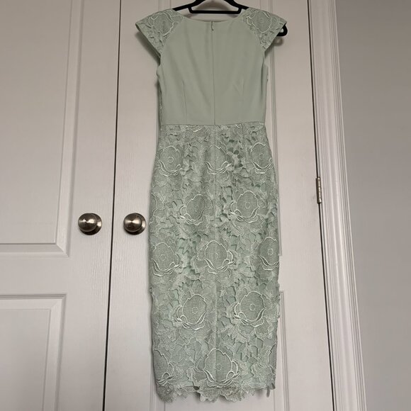 Ted Baker Velmia Lace Pattern Midi V Neck Dress Mint Green Size 1 - Picture 9 of 10